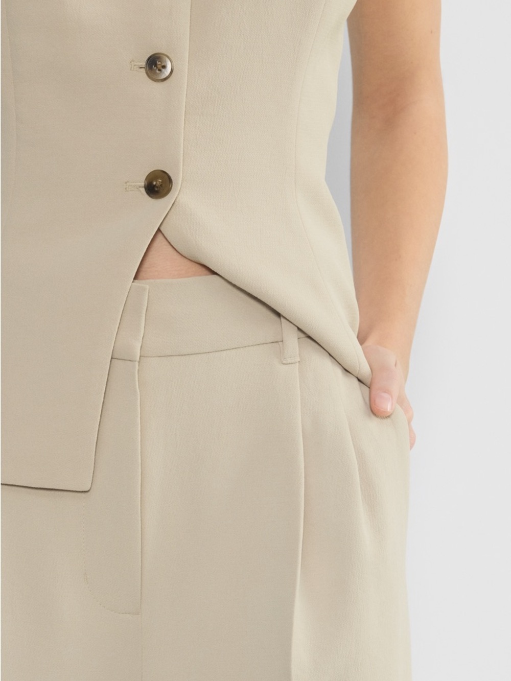 Aritzia Wide-Leg Trousers in Marcona Beige - Picture 2 of 6